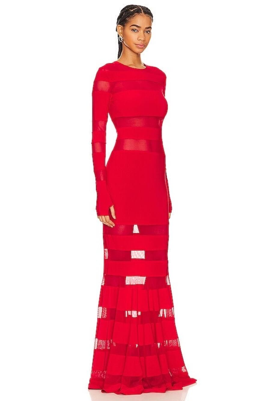 Norma Kamali x REVOLVE Spliced Dress Fishtail Gown in Tiger Red